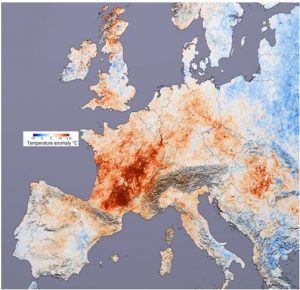 Encyclopedie environnement - changement climatique - anomalie temperature par rapport normales saisons Europe