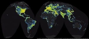 Encyclopédie environnement - pollution lumineuse - Carte mondiale de la pollution lumineuse