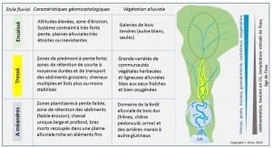 Encyclopedie environnement - paysages alluviaux alpins - zones geomorphologiques