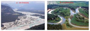 Encyclopedie environnement - paysages alluviaux alpins - cours d'eau style tresse Taglamento italie meandre Morava republique tcheque