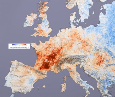 anormal temperature europe map