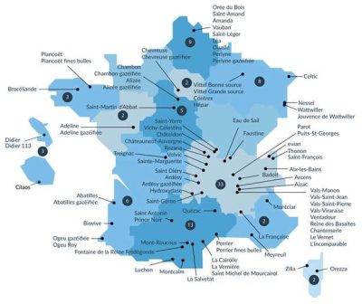 环境百科全书-天然矿泉水-法国天然矿泉水地图