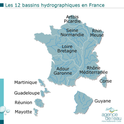 bassins hydrographiques france - carte eau france - eau france - agences eau france - encyclopedie environnement - hydrographic basins in france - water france