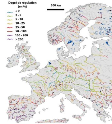 cours eau europe - eau europe - barrages - barrages europe - degree regulation watercourses europe - dams