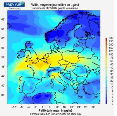 particulate pollutants europe - concentration PM10 europe