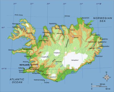 环境百科全书-拉基裂缝喷发，1783-1784-冰岛和拉基裂缝的位置