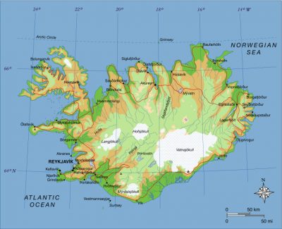 iceland map - fissure laki iceland