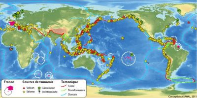 tsunamis monde - carte tsunamis monde