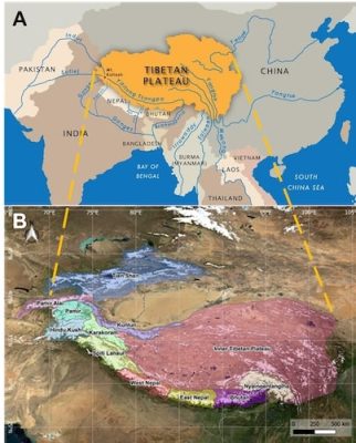 carte plateau tibétain Asie
