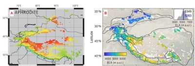 cartographie precipitation annuelle glaciers Asie